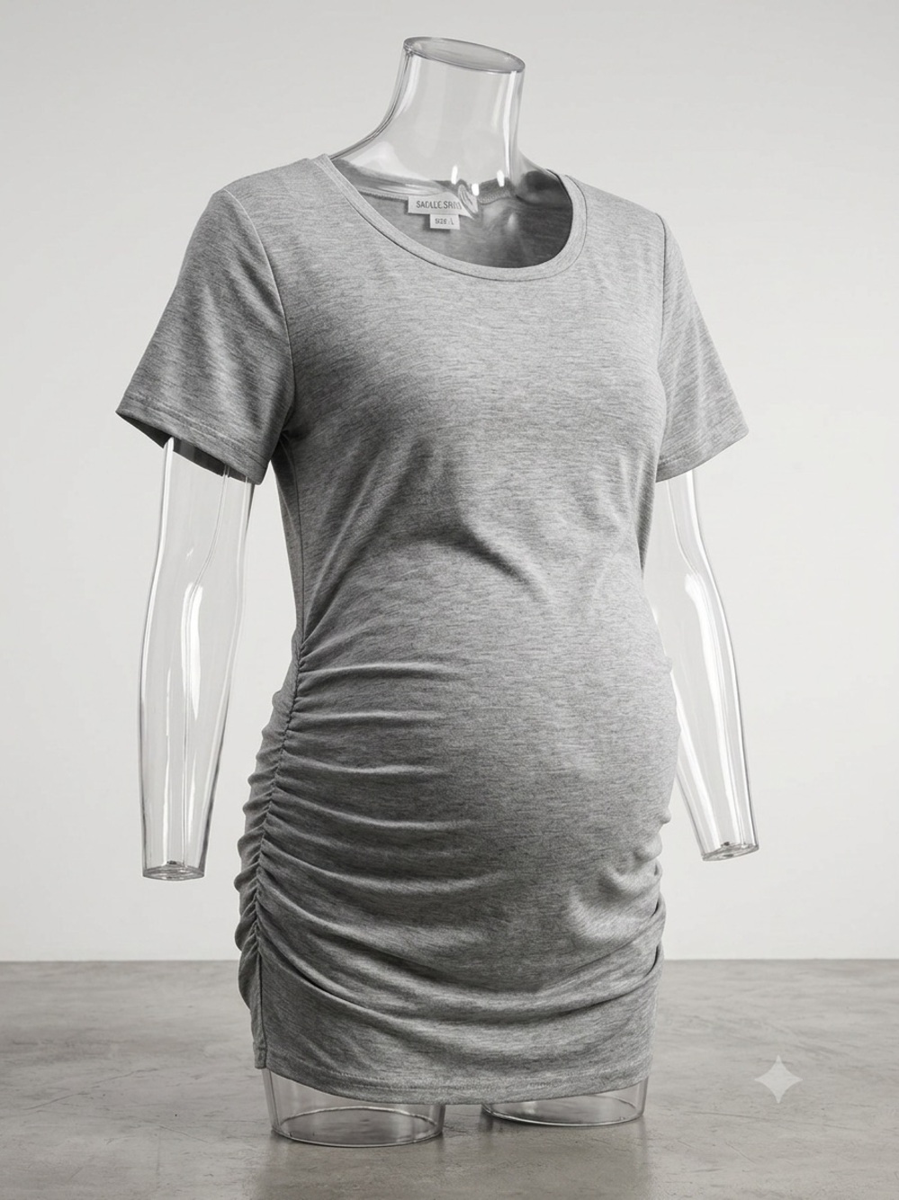 Small Show Gray Ruched Sides Jersey Scoop Neck Top Large